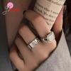 New Simple Crystal Couple Rings Adjustable 925 Sterling Silver Opening Ring Set For Women Men Wedding Fashion Jewelry Gifts