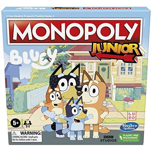 Hasbro Gaming Монополия Джуниор: Настольная игра  Блуи  для детей от 5 лет, Играйте за Блуи, Бинго, Маму и Папу, Содержит иллюстрации из мультсериала