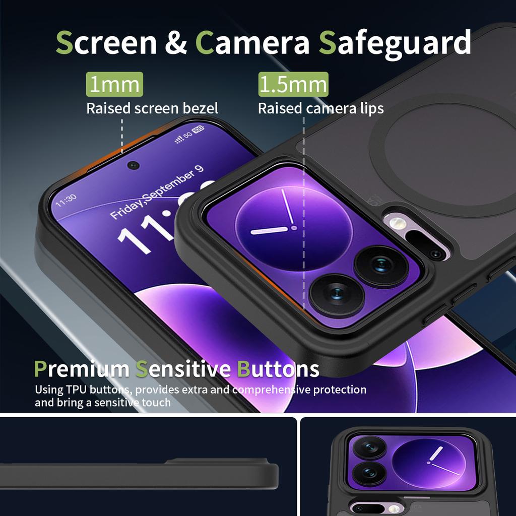 For Xiaomi 17 Pro Magnetic Case TPU Frame Acrylic Back Phone Cover Skin Touch