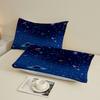 3pcs Fitted Sheet Set Cartoon Style Space Planets Stars Galaxies Cosmos Illustration Printed Bed Sheet With 2 Pillowcases