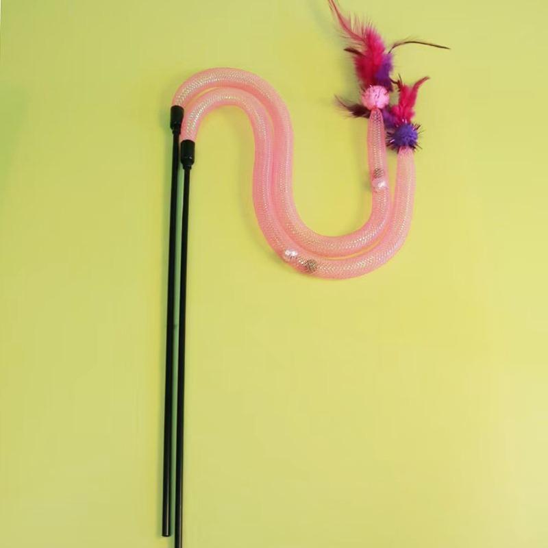 

Эластичная сетчатая трубка, игрушка для кошек, отрыжка шерстью и перья, саморазвлечение и скука, игрушки для кошек, товары для питомцев 1pc розовый