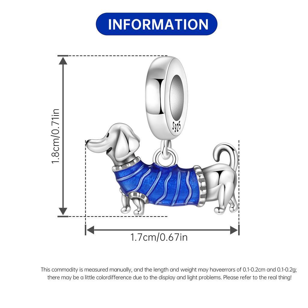 Orstarry 925 Silver Sausage Dog Animal Beads Original Pendants Bracelet Charm Jewelry Party DIY Trendy Gifts