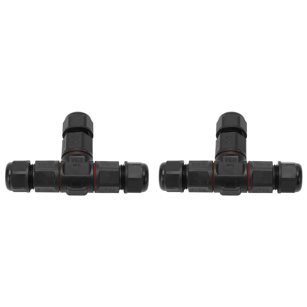 2 Pcs Tee Wire Connectors IP68 Waterproof 2 Pin 3 Pin T Shape Electrical Terminal Adapter for