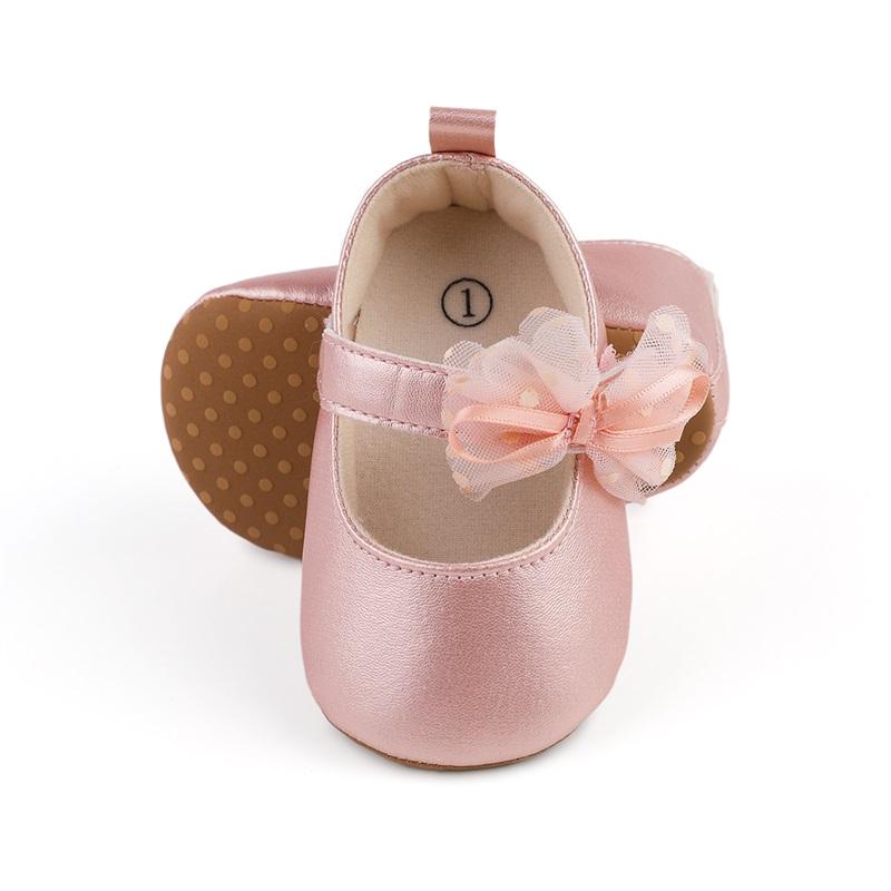 Citgeett Autumn Infant Baby Girls Princess Shoes Dot Print Mesh Bowknot Flats Non-Slip Wedding Slippers Shoes
