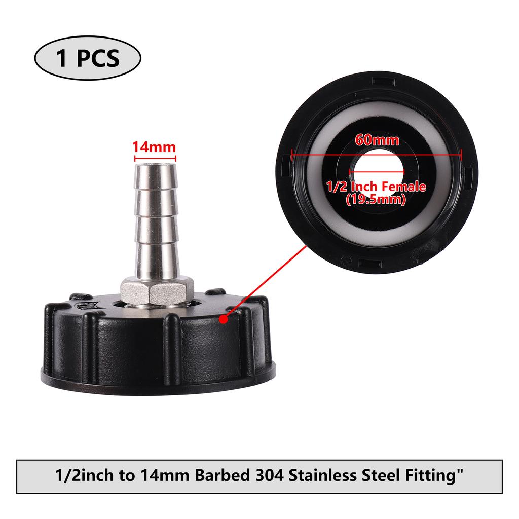S60 Coarse Thread IBC Tank Adapter 6/8/10/12/14/16/18/20/25mm 304 Stainless Steel Fittings IBC Portable Adapter IBC Tank Adapter