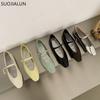 Fashion SUOJIALUN 2025 Summer New Women Flat Shoes Fashion Shallow Ladies Casual Soft Mary Jane Shoes Outdoor Dress Flat Ballet Shoes