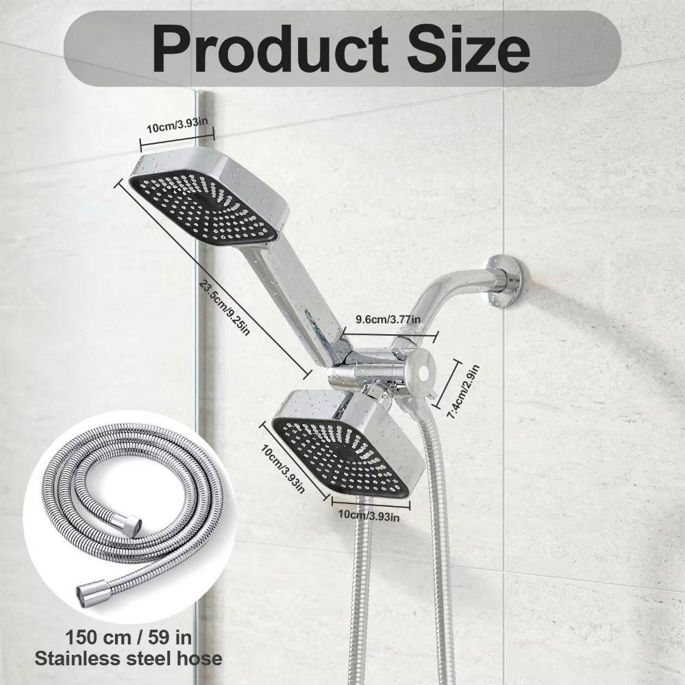Square Design Square Handheld Shower Set Flexible Hoses Three-way Water Distributor Daily Use