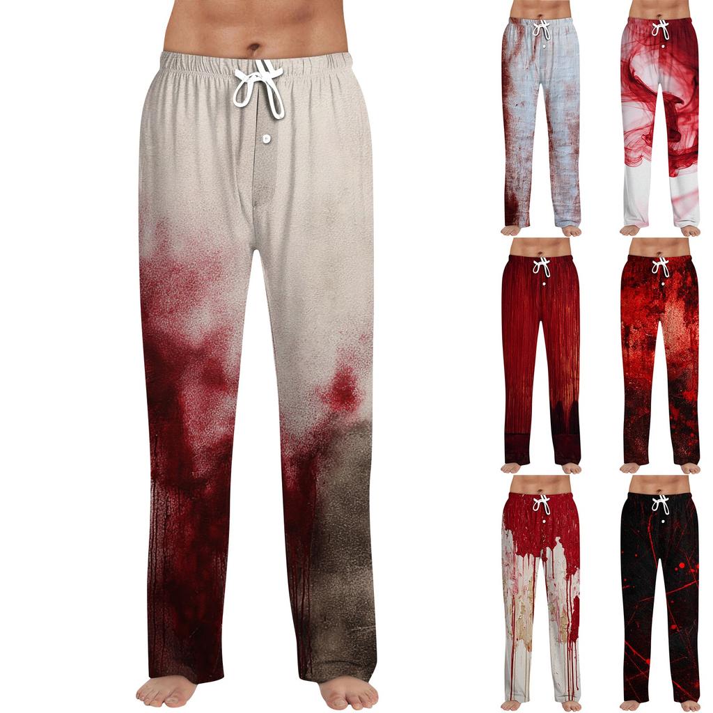 Men's Halloween Print Drawstring Pants Casual Pajama Pants