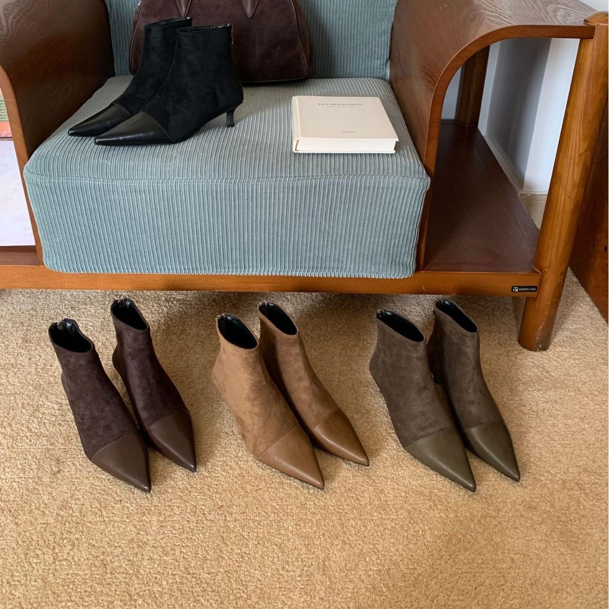 

2025 new autumn pointed suede thin low tube Martin fashion Chelsea commuter zipper versatile women s boots 39 зеленые хаки