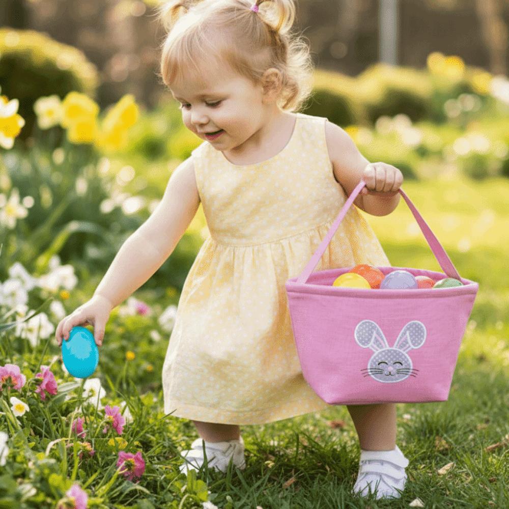 Cartoon Rabbit Storage Basket Wear-resistance Large Capacity Rabbit Egg Basket with Handle Decorative Happy Easter Handbag