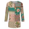 Long Sleeve Shirts for Women Patchwork Floral Print Womens Long Sleeve Tops Casual Crewneck Long Sleeve T Shirt Women for Daily Wear