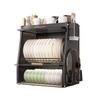 Black Aluminum Kitchen Countertop Dish Drying Rack