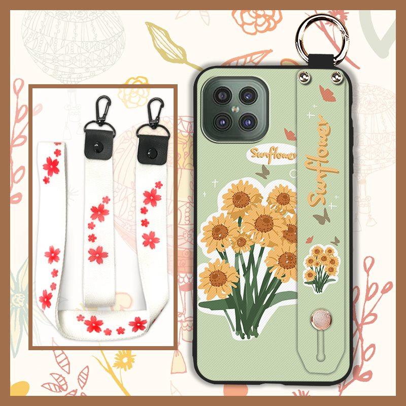 Shockproof Back Cover Phone Case For Cubot C30 Soft case Durable Flower Phone Holder Ring Wrist Strap Dirt-resistant