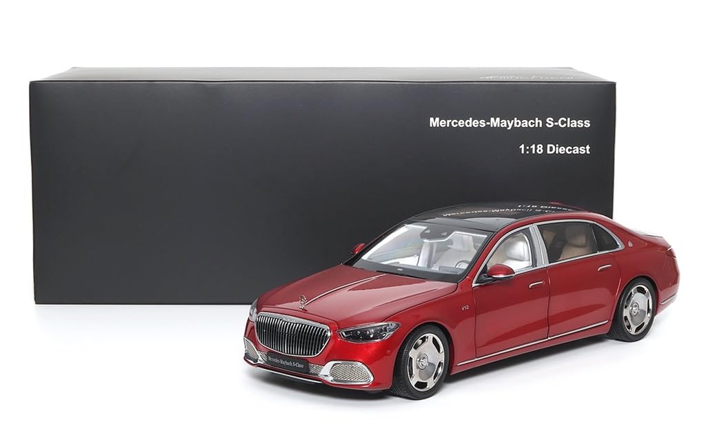 Téměř skutečný Maybach 2021 Patagonia Red Scale dokončený tlakově litý vůz 820119 S-Class – 1/18