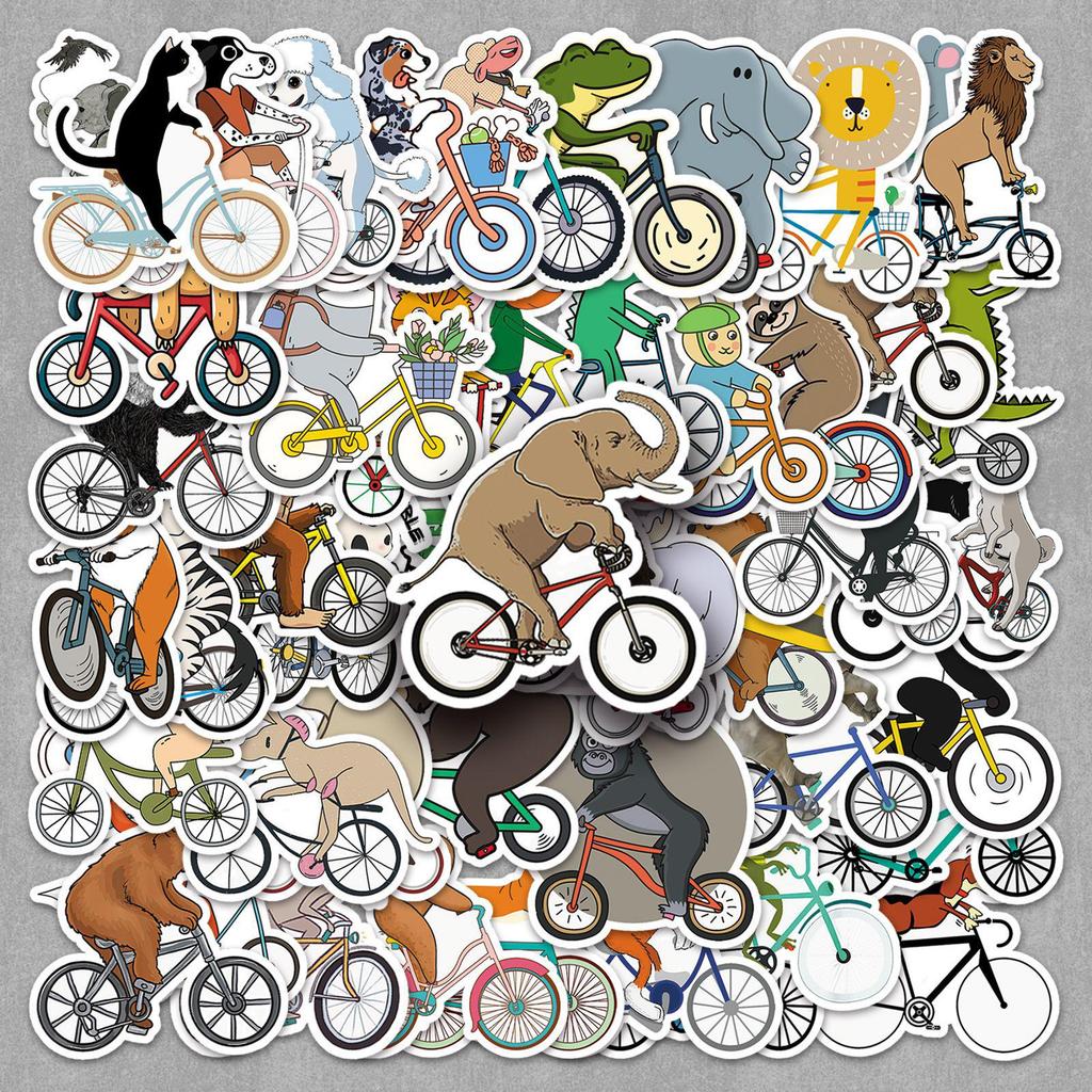 50pcs Cute Animal Bicycle Stickers for DIY Graffiti Journals and Tablets
