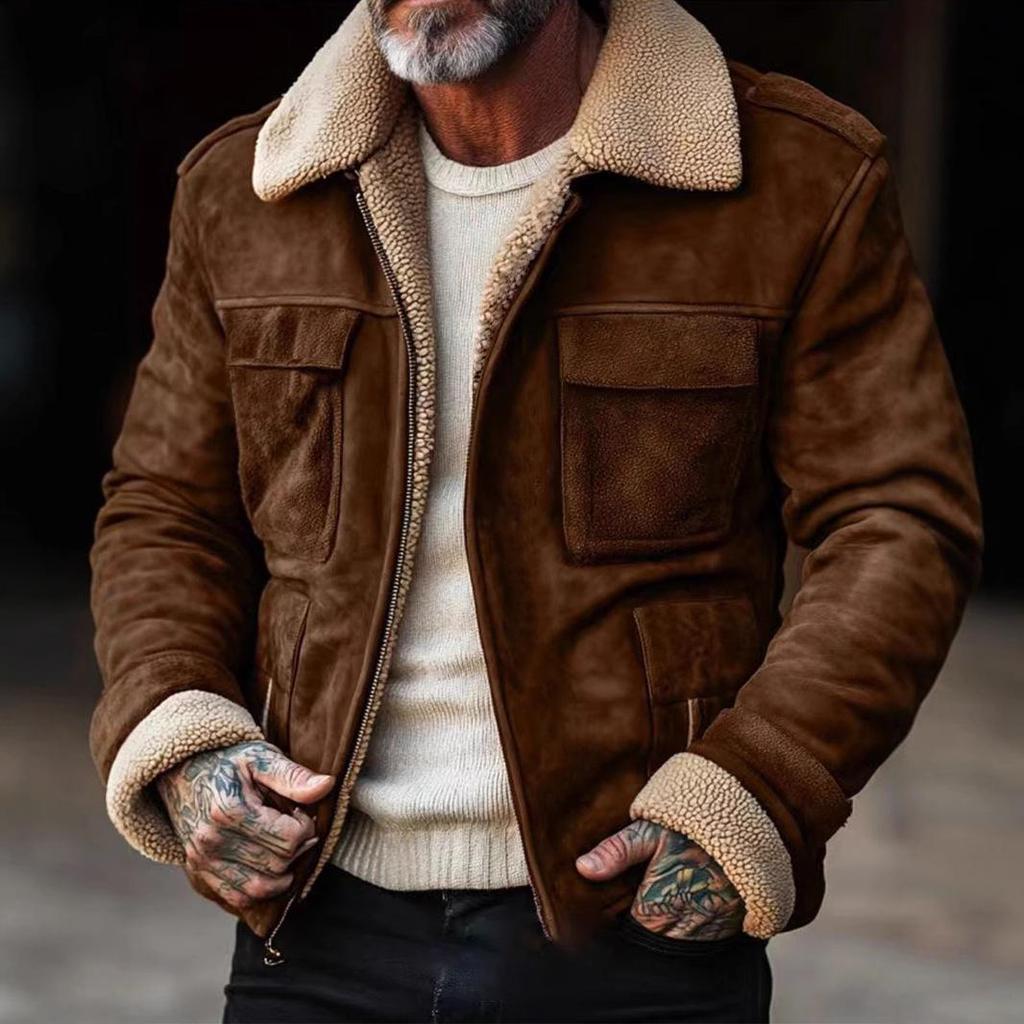 Men's Retro Lapel Multi-pocket Jacket - 2025 Autumn/Winter European and American Style