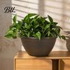 Thickened Weighted Planting Container Resin Flower Planters, Vintage Plant Pot with Drainage Hole & Saucer, Lightweight Planter for Home Decor Indoor