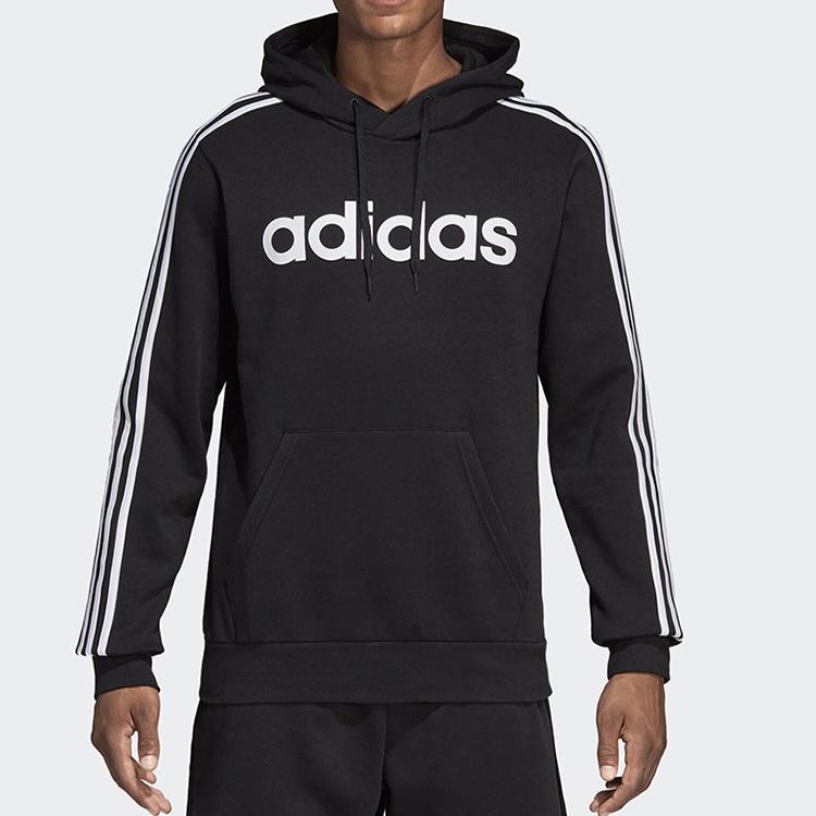 adidas Pullover Hoodie With Fleece Lining For Warmth And Comfort Men Tops Black DQ3096