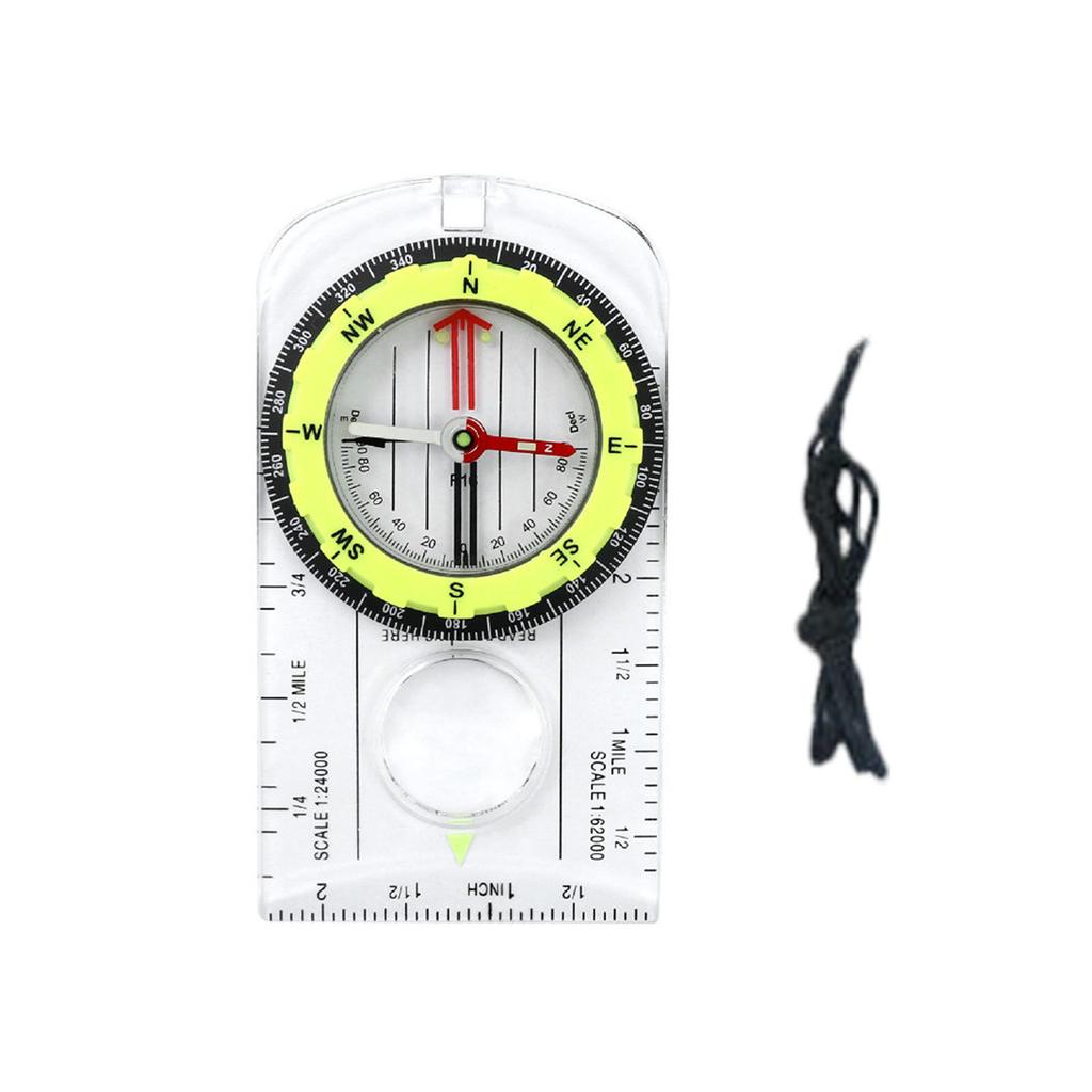 Survival Compasses with Ruler Scale Hiking Boatings Orienteering Camping Compasses Map Ruler Magnifier for Map Reading