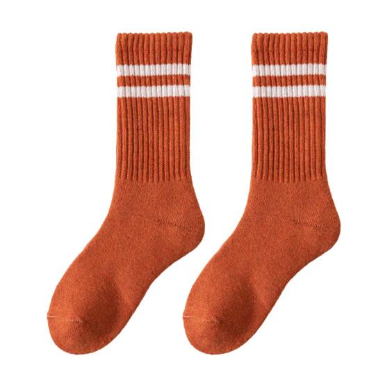 

Women Striped Wool Socks Color Block Thickened Crew Socks Warm Winter Terry Socks for Sports Fitness Running Everyday Wear