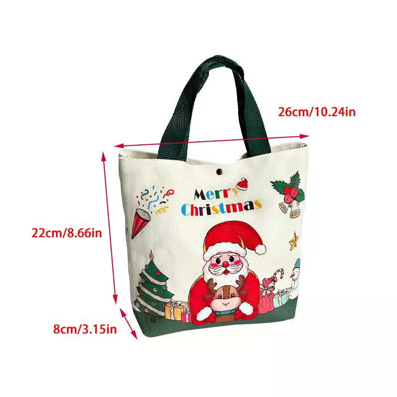 Christmas Gift Bags With Santa Claus Reindeer & Snowman Designs Durable Canvas Tote Bags Party Candy Bag Gift Bag Bulk