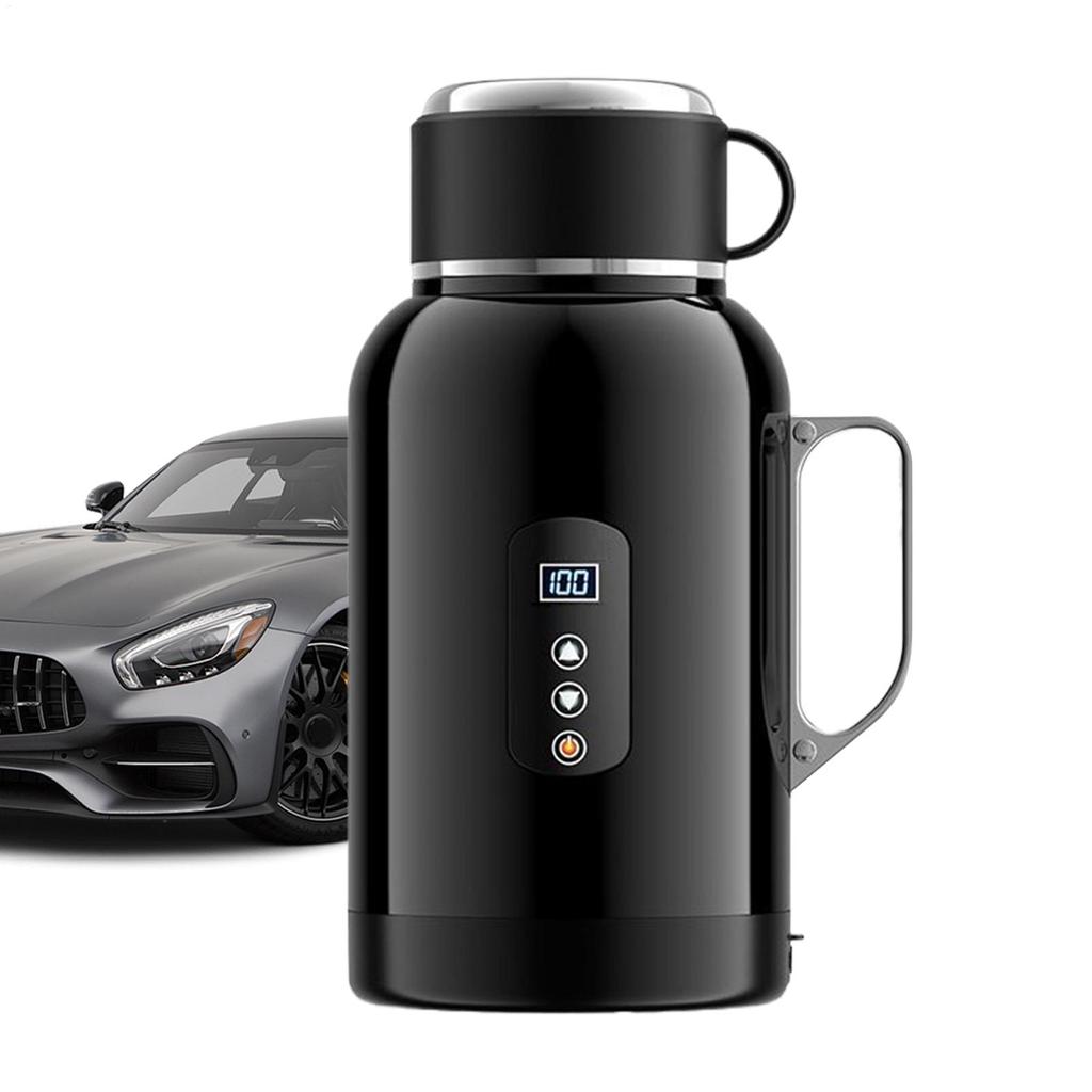 Car Heating Electric Kettle 1500Ml 12/24V Stainless Steel Electric Heating Insulation Kettle Outdoor Camping Travel Kettle