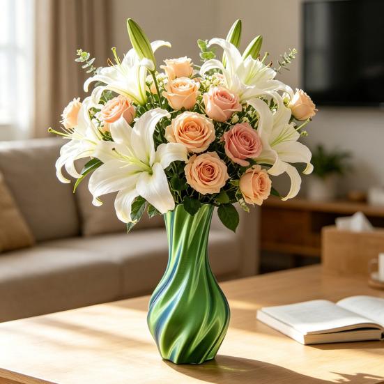 3D Printed Vase Decorative Spiral Flower Vase Modern Twisted Vase for Living Room, Shelf, Wedding & Dining Table Centerpiece, Farmhouse Home