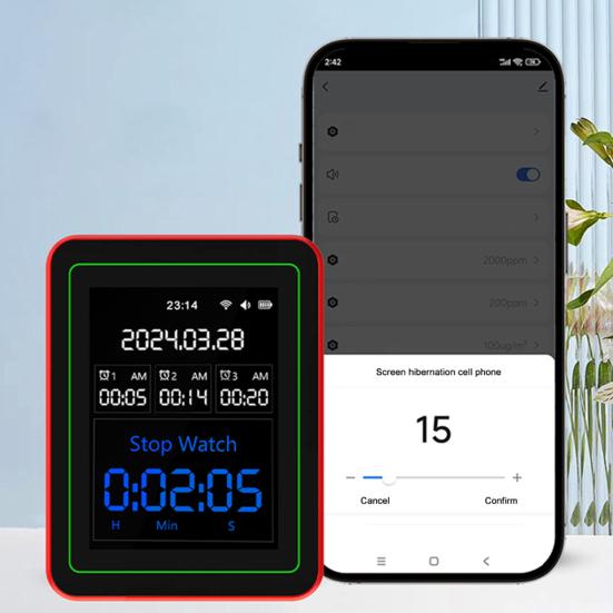 15-in-1 Air Quality Monitor Large Screen Indoor CO/CO2/HCHO/TVOC/AQI/PM0.3/PM1.0/PM2.5/PM10/Thermometer Humidity Monitor