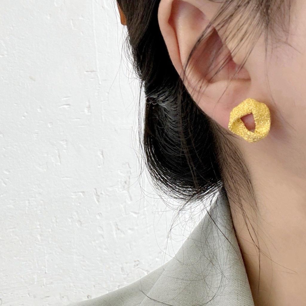 Korean Gold And Silver Two-Color Geometric Triangular Stud Earrings Female Niche Design Sweet And Cool Style Versatile Accessories