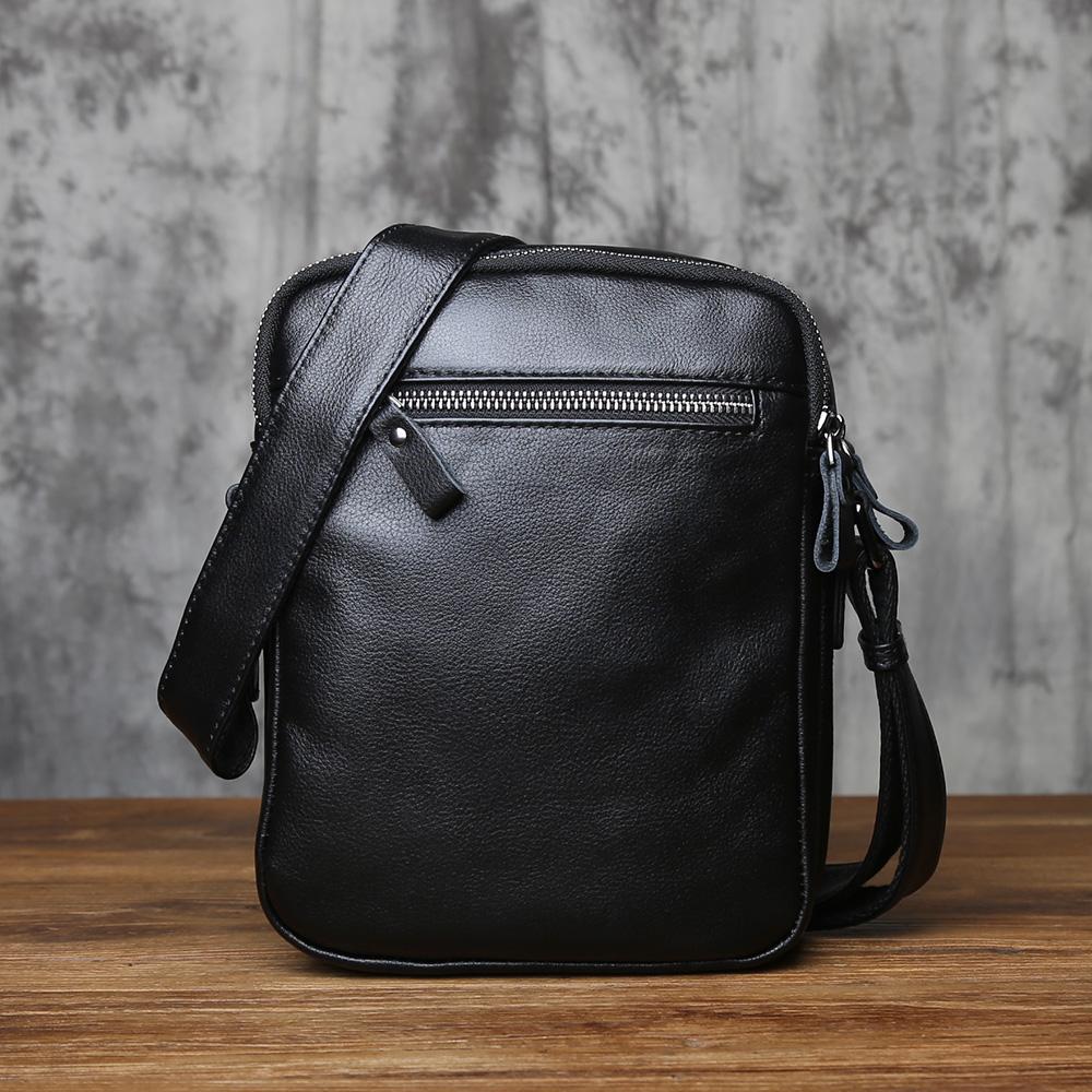 NZPJ Genuine Leather Men's Crossbody Bag Top Layer Cowhide Capacity Multi-Functional Trendy Square Shape Shoulder Bag