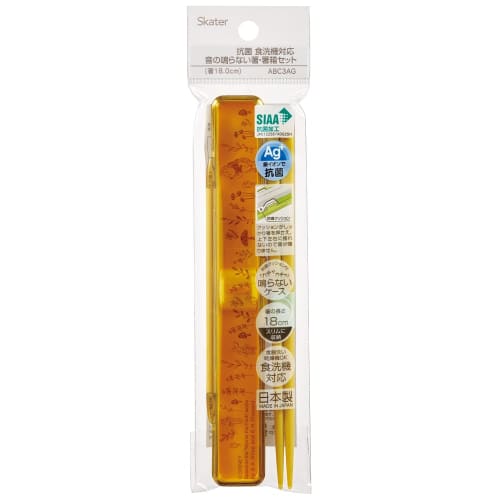Skater Chopsticks and Chopstick Case Set, Disney Winnie the Pooh Honey, 18cm, Antibacterial, Adult Size, Made in Japan, ABC3AG-A
