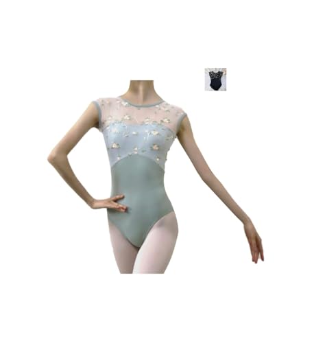 ProDance Mint, Ivory, and Black Embroidered Tank Top with Stylish Cutouts for Ballet Leotards (PLT014MA) (Small, Ivory)