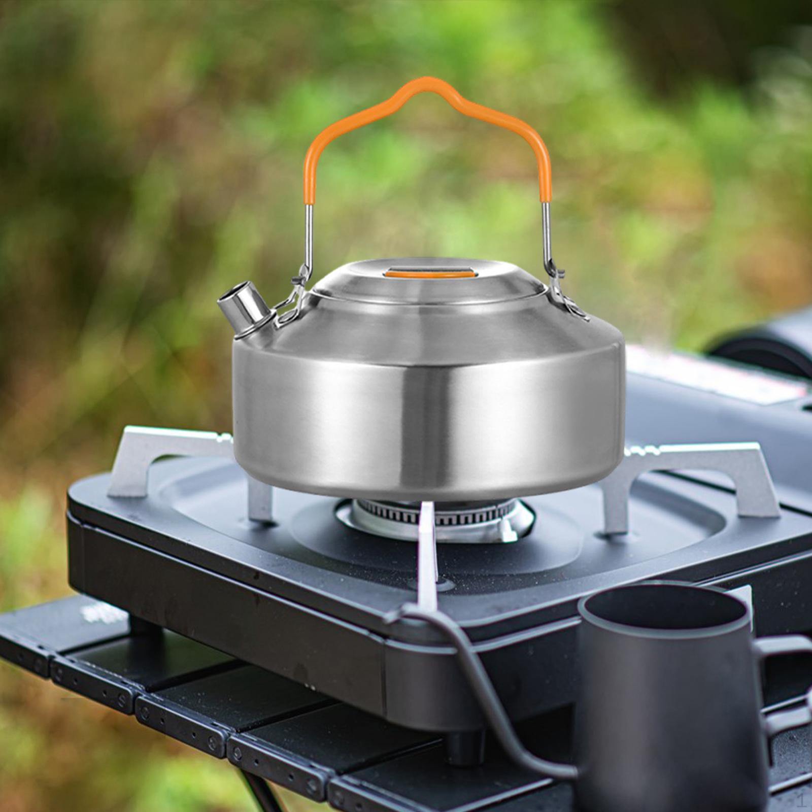 

Camping Kettle Tea Coffee Pot Quick Heat Lightweight Teapot Water for Road Trip Picnic 1L frosted silver