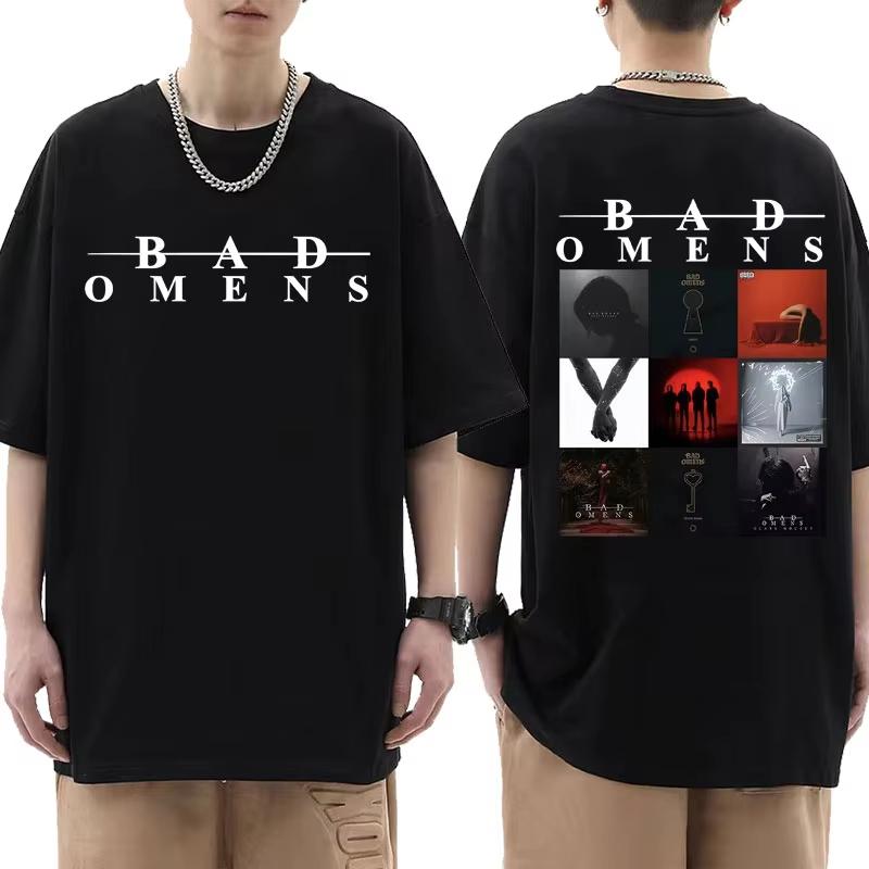 Summer T-shirt: Bad Omen Band Tour American Music Death Peace Soul Bone Graphic Short-sleeved casual style rock T-shirt Gothic