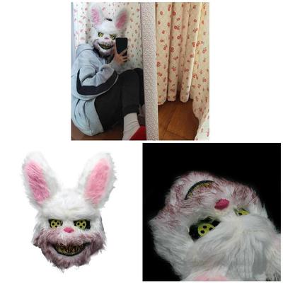 Harwls White Bunny Rabbit Bloody Mask Creepy Scary for Halloween Party Costumes Cosplay