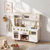Children's Wooden Kitchen with Stainless Steel Utensils