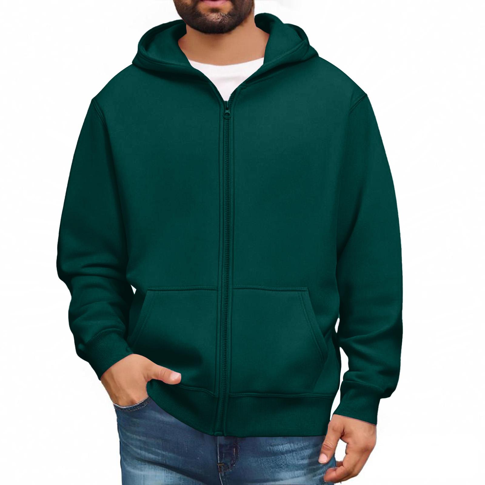 Amydeal Heren Sweatshirts met Lange Mouwen en Volledige Rits, Pullover Tops, Casual en Lange Jassen met Zakken L donkergroene kleur