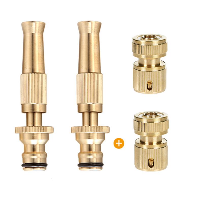 Spray Nozzle Water Gun Brass High Pressure Direct Spray Sprinkler Quick Connector Home Garden Hose Adjustable Gun