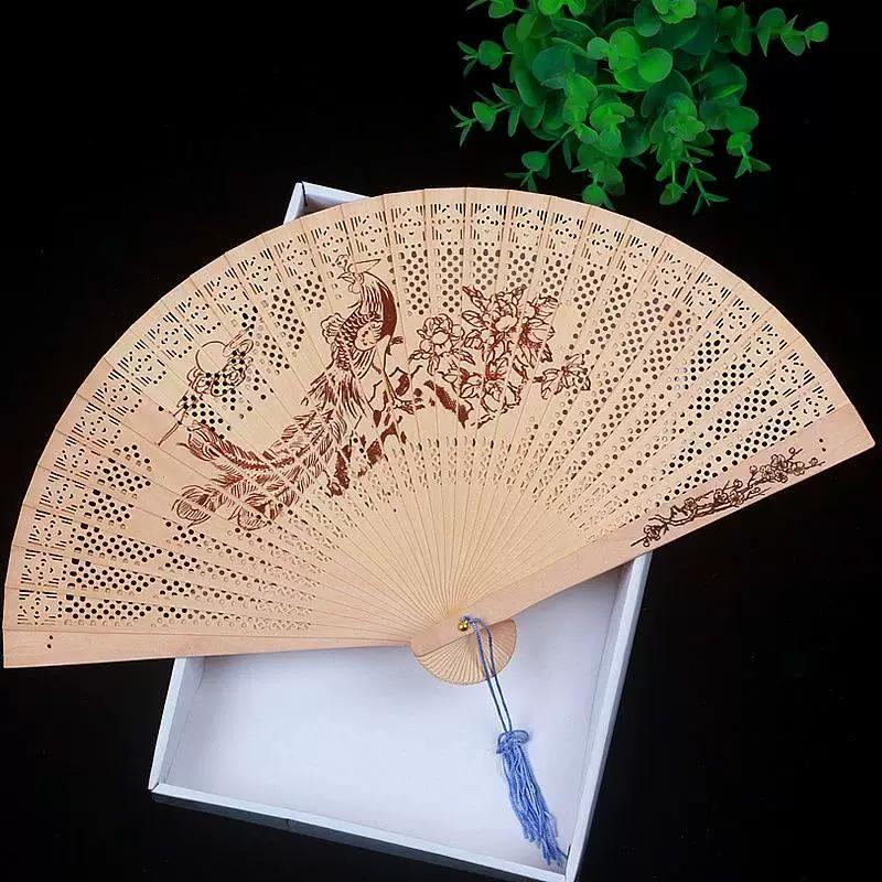 Chinese Style Handmade Small Women's Incense Wood Fan, Sandalwood Fan, Ancient Style Folding Fan, Hollow Classical Women's Fan, Portable
