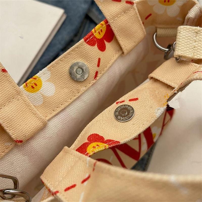 Gentle Women's Letter-printed Small Tote Bag, Street Chic Canvas Mini Tote Shoulder Bag, Versatile Teen Women's Crossbody Bag