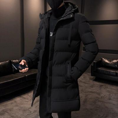 Medium and Long Cotton-padded Men's Winter Coat New Thickened Hooded Cotton-padded Jacket Men's Flow Brand Cotton-padded Clothes