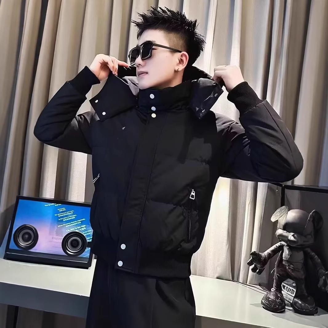 

Men s Korean Style Hooded Cotton Jacket - Trendy 2024 Autumn/Winter Thick Outerwear 2XL чорний
