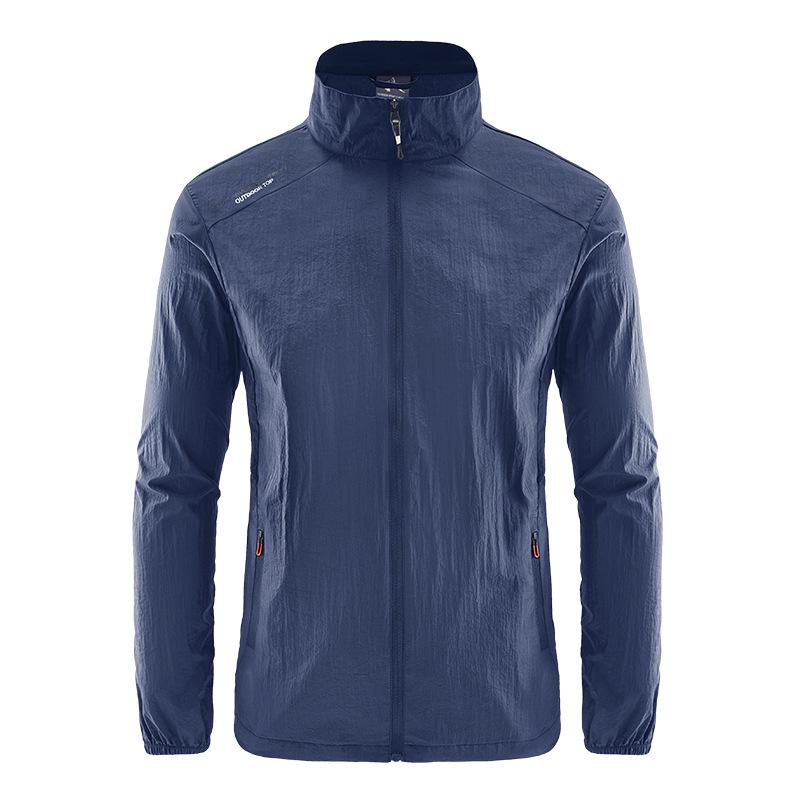 Men's Lightweight Summer Sun Protection Jacket with Stand-up Collar - Breathable, Thin Skin Coat for Outdoor Sports