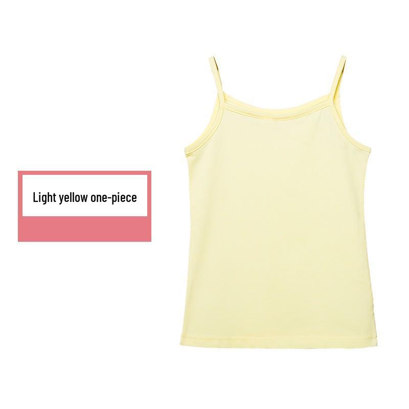 Girls' Stretchy Spaghetti Strap Vest - Summer Korean Style, Combed Cotton, Class A Kidswear