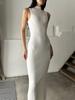 Knitted. Neck Sleeveless Tights Spring Summer Medium Dress Elegant French Dress Women