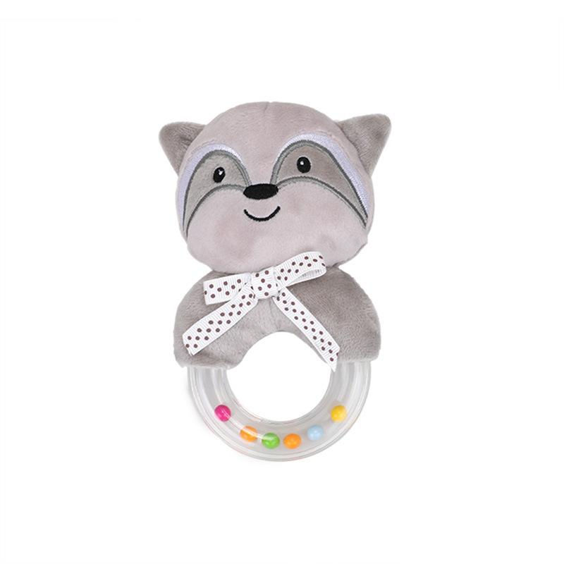 Baby Soothing Cartoon Animal Hand cranked Bell Plush Doll Color Bead Hand held Bell 0-1 Year Old Grip Handshake Ring Toy