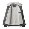 Men Cargo Jacket Solid Color Plush Lining Coldproof Autumn Winter Turndown Collar
