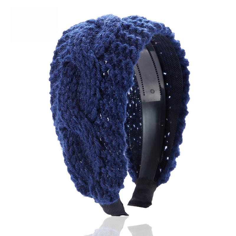 Breites Stirnband aus gestrickter Wolle – Koreanische Herbst-/Winterausgabe