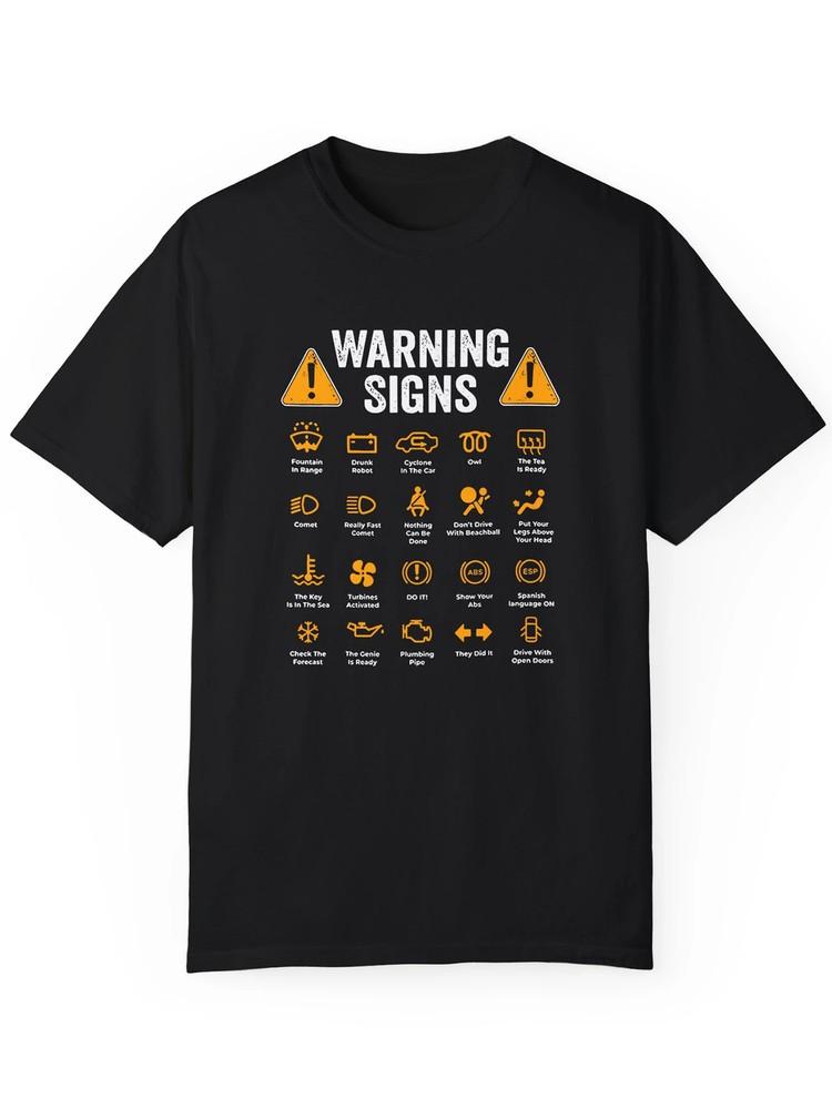 Men s Casual Cotton Crew Neck T-Shirt with Humorous Warning Signs Print – Short Unisex T-Shirt S