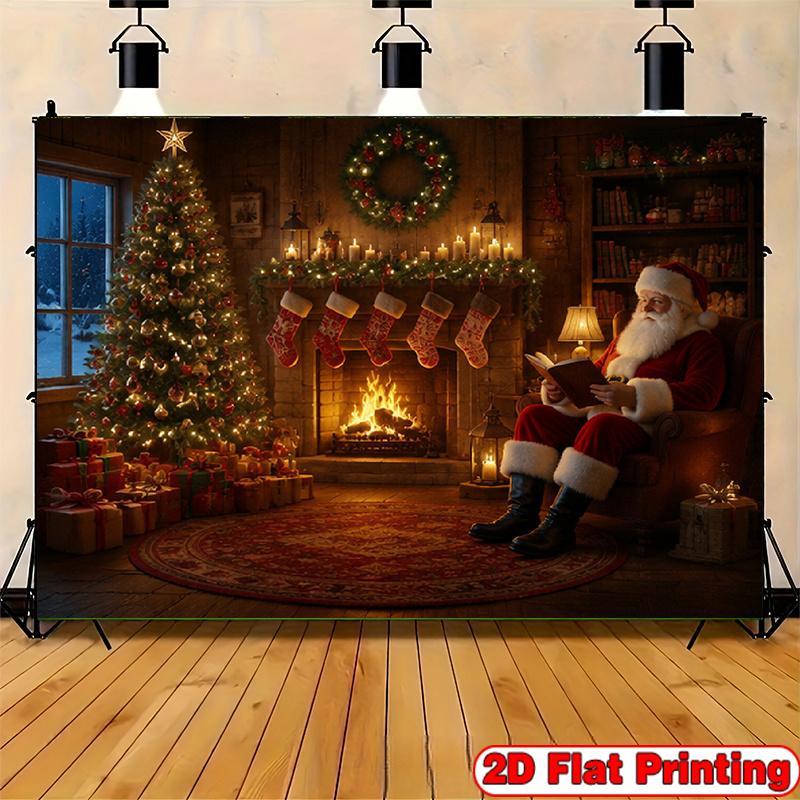 1Pcs Cozy Christmas Tree Red Decoration Background Winter Backdrop Decorations For Photo Studio Photo Booth Christams Party